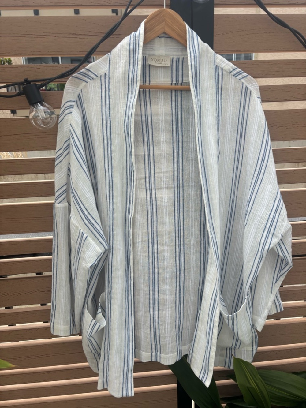 Nomad the Label - Coastal 100% Cotton Open Front Nautical Kimono Cardigan M/L